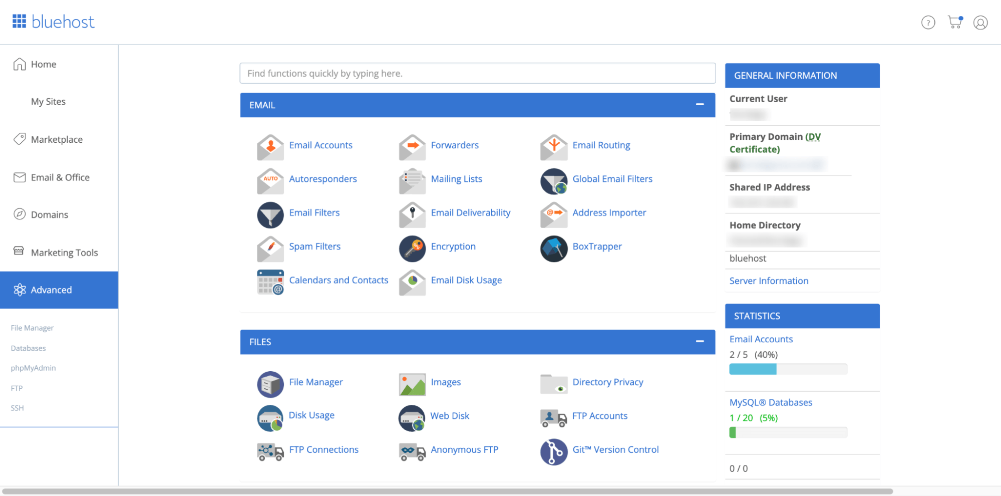 Bluehosts-cPanel Bluehosts CPanel